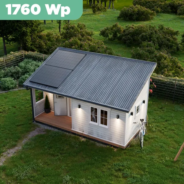 Balkonkraftwerk Trapezblech 1760 Wp APsystems EZ1-M 800 W / Trina Solar / 440 Wp (Glas-Glas + Bifazial) / Premium Halterung / zwei Reihen hochkant / 4 Module