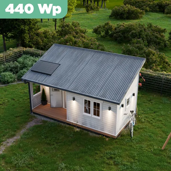 Balkonkraftwerk Trapezblech 440 Wp APsystems EZ1-M 800 W / Trina Solar / 440 Wp (Glas-Glas + Bifazial) / Premium Halterung / eine Reihe quer / 1 Modul