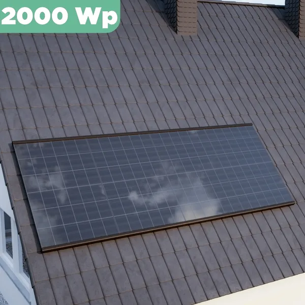 Balkonkraftwerk Ziegeldach 2000 Wp APsystems EZ1-M 800 W / Trina Solar / 500 Wp (Glas-Glas Full Black) / Premium Halterung / eine Reihe hochkant / 4 Module