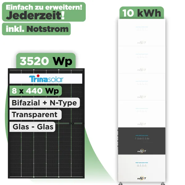SunEnergyXT 500 Modulset 3520 Wp SunEnergyXT 500 (800 W) / 10 kWh / Trina 440 Wp / 8 Module
