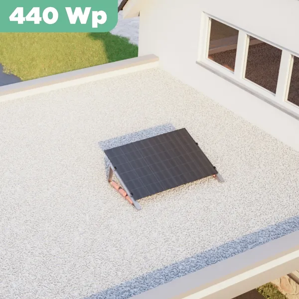 Balkonkraftwerk Flachdach 440 Wp APsystems EZ1-M 800 W / Trina Solar / 440 Wp (Glas-Glas + Bifazial) / Standard / eine Reihe quer / 1 Modul