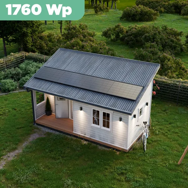 Balkonkraftwerk Trapezblech 1760 Wp APsystems EZ1-M 800 W / Trina Solar / 440 Wp (Glas-Glas + Bifazial) / Premium Halterung / eine Reihe quer / 4 Module