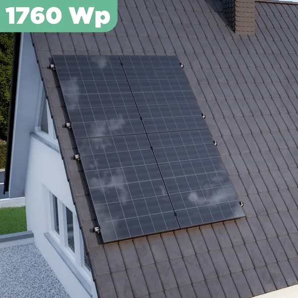 Balkonkraftwerk Ziegeldach 1760 Wp APsystems EZ1-M 800 W / Trina Solar / 440 Wp (Glas-Glas + Bifazial) / Klassik Halterung / zwei Reihen hochkant / 4 Module