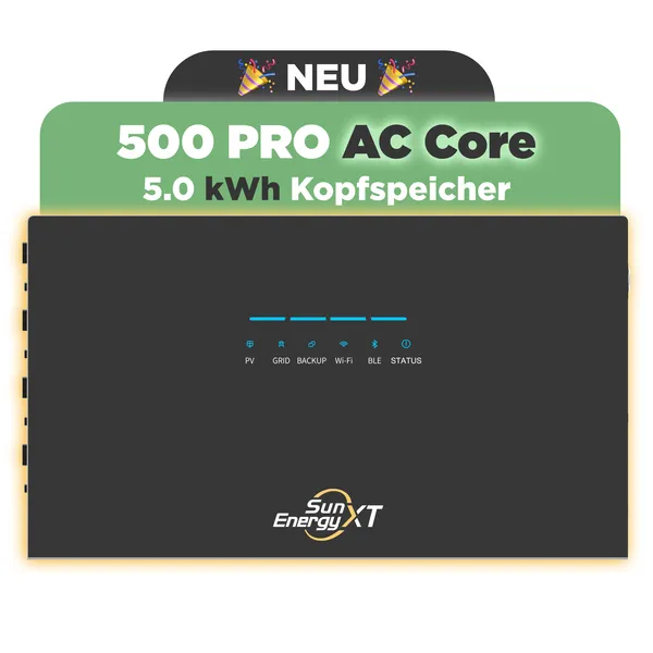SunEnergyXT 500 PRO AC Core 5 kWh Nachrüst-Speicher mit 2.400W Wechselrichter & Notstromfunktion (LFP, erweiterbar auf 30 kWh)