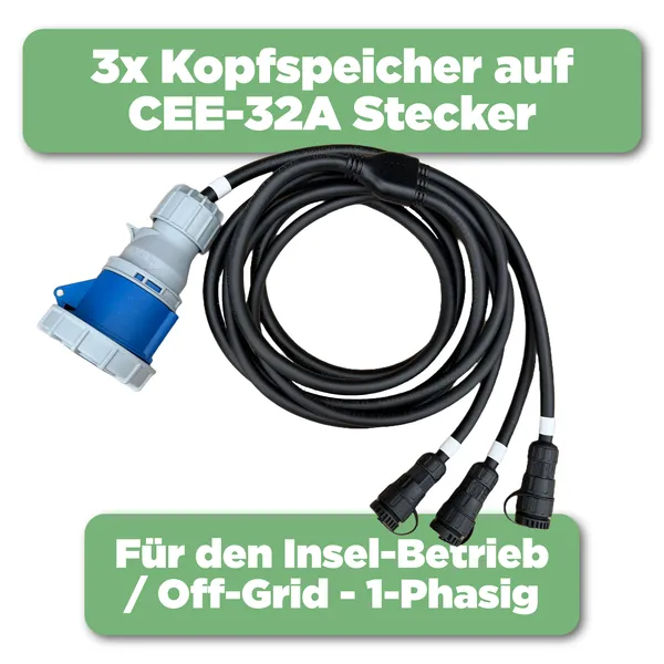 SunEnergyXT 500 CEE Insel- Notstromadapter Bis zu 3 Kopfspeicher an 1-Phase