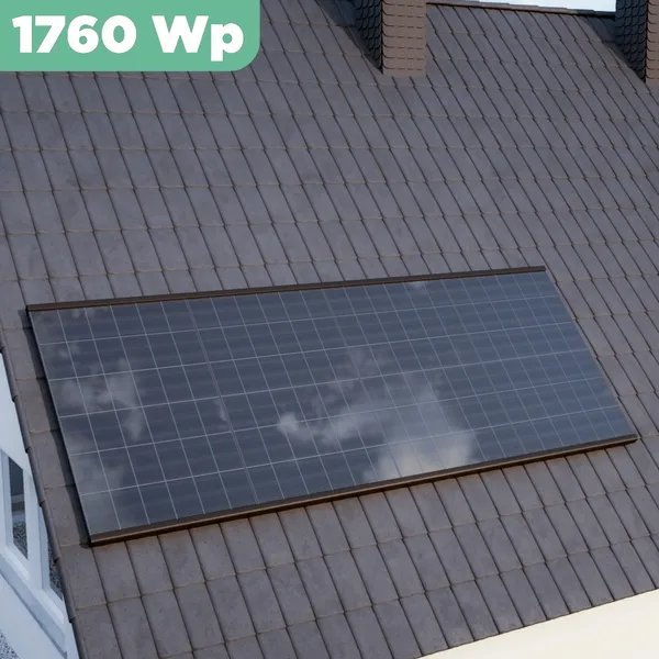 Balkonkraftwerk Ziegeldach 1760 Wp APsystems EZ1-M 800 W / Trina Solar / 440 Wp (Glas-Glas + Bifazial) / Premium Halterung / eine Reihe hochkant / 4 Module