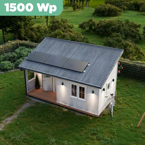 Balkonkraftwerk Trapezblech 1500 Wp APsystems EZ1-M 800 W / Trina Solar / 500 Wp (Glas-Glas Full Black) / Standard Halterung / eine Reihe quer / 3 Module