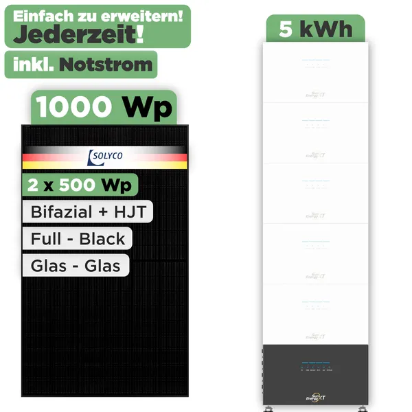 SunEnergyXT 500 Modulset 1000 Wp SunEnergyXT 500 Pro (2400 W) / 5 kWh / Solyco 500 Wp / 2 Module