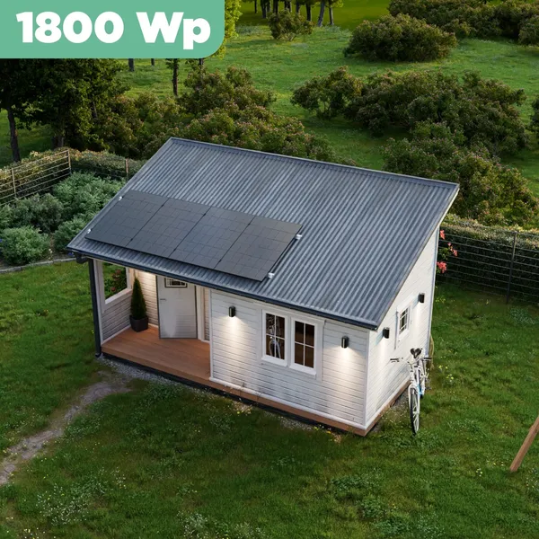 Balkonkraftwerk Trapezblech 1800 Wp APsystems EZ1-M 800 W / Trina Solar / 450 Wp (Glas-Glas Full Black) / Standard Halterung / eine Reihe hochkant / 4 Module