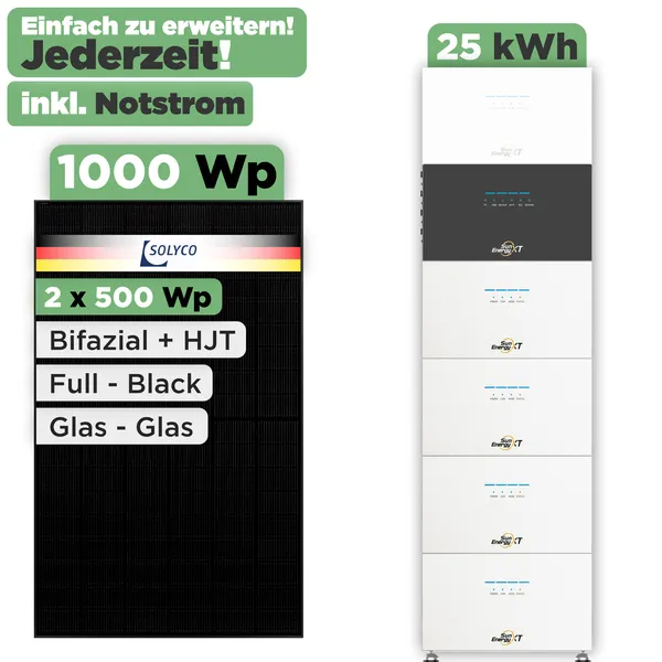 SunEnergyXT 500 Modulset 1000 Wp SunEnergyXT 500 (800 W) / 25 kWh / Solyco 500 Wp / 2 Module