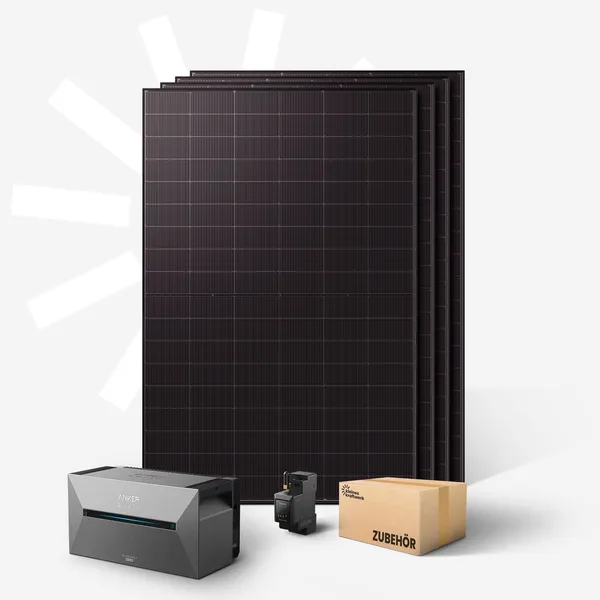 Quattro XL - 2000Wp Balkonkraftwerk mit Speicher Anker SOLIX Solarbank 2 Pro