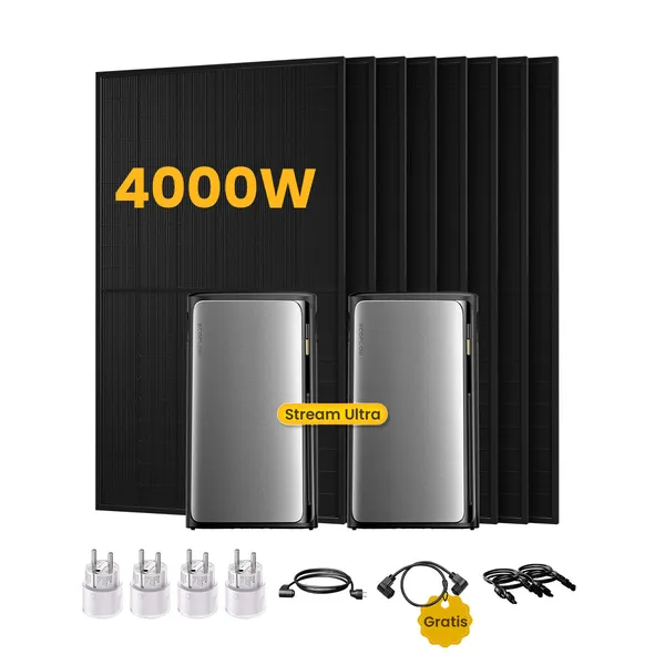 2x EcoFlow STREAM Ultra, All-in-One Solaranlage mit Speicher, inkl. 8 Bifazialen Solarmodulen, by Powerness