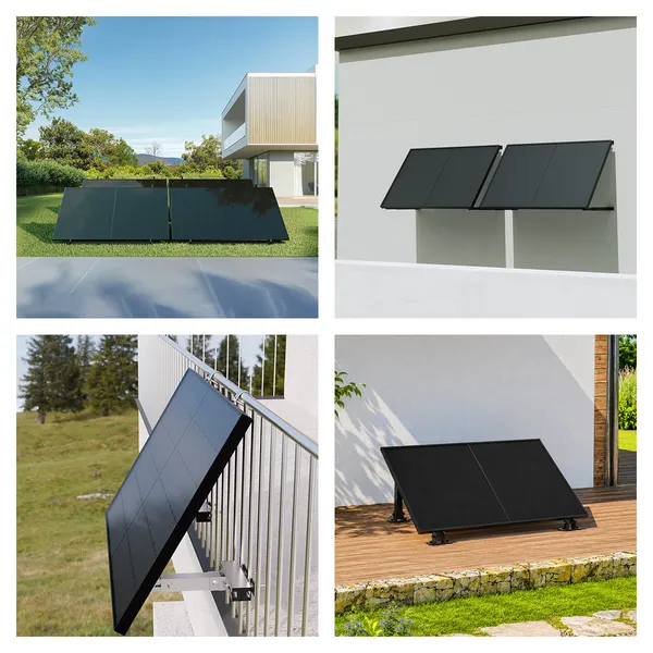 Halterung für 6 Solarmodule – Wählbar: Balkonhaken, Flachdach, Wand oder Garten