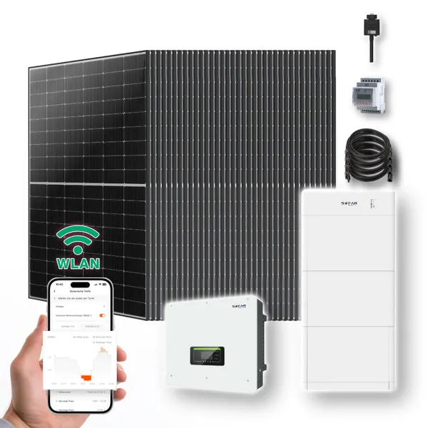 15kW Hybrid Solaranlage mit 15,36 kWh Speicher | 36x 445W+ Marken-Solarmodule + Sofar Hybrid-Wechselrichter