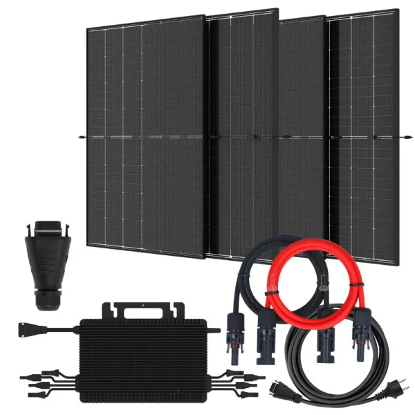 Balkonkraftwerk 1840Wp 4x Marken Solar Modul Hoymiles HMS-1600 Wechselrichter Komplettset Bifazial