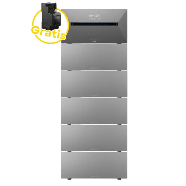 Anker SOLIX Solarbank 2 E1600 AC-Speicher - inkl. Smartmeter und 5 Erweiterungsbatterien für Balkonkraftwerke