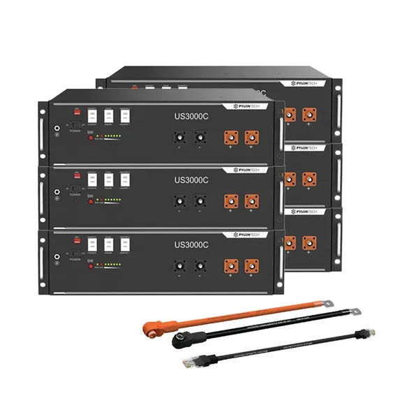 Pylontech 6x US3000D LiFePO4 Batterie 21kWh mit Wechselrichter-Anschlusskabelset
