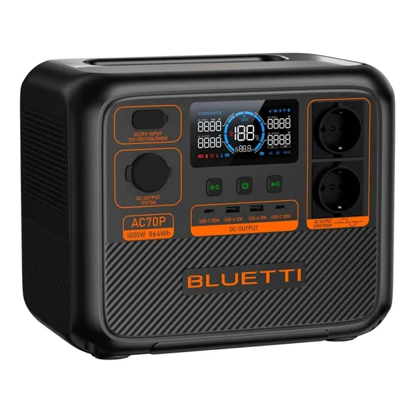BLUETTI AC70P Tragbare Powerstation 1000W 864Wh