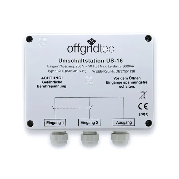 Umschaltstation für Netzvorrangschaltung US-16 230V 16A 3600W