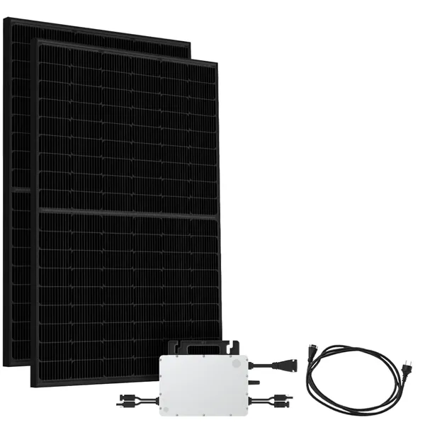 Offgridtec® Solar-Direct 900W HMS-800-2WB Balkonkraftwerk Bifazial Full Black Schukosteckdose - 15m - Ohne Halterung