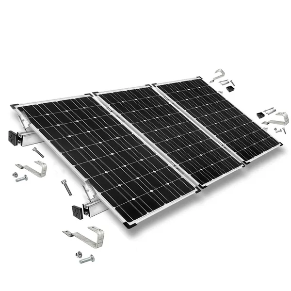 Befestigungskit mit Biberschwanz Dachhaken für Schrägdachmontage 3 Solarpanels Rahmenhöhe 30mm