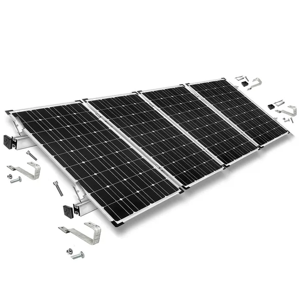 Befestigungskit mit Biberschwanz Dachhaken für Schrägdachmontage 4 Solarpanels Rahmenhöhe 30mm